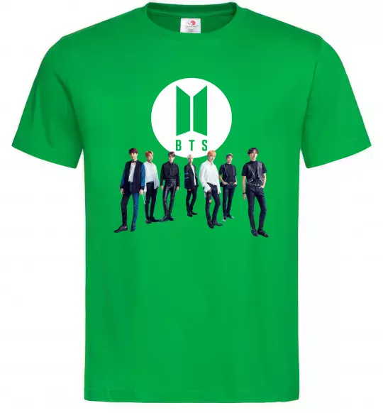 Мужская футболка BTS лого та виконавці Зеленый фото
