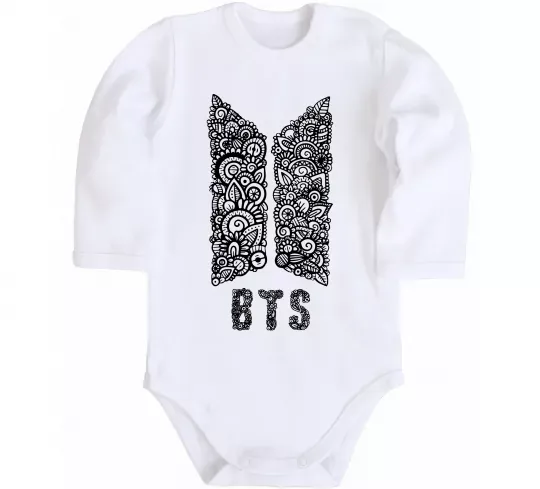Дитячий бодік BTS візерунок Білий фото