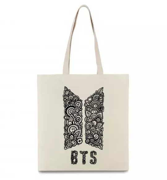 Эко-сумка BTS візерунок Бежевый фото