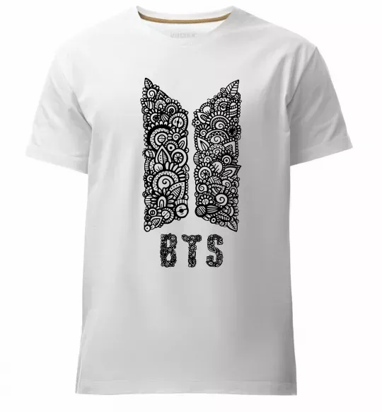 Мужская премиум футболка BTS візерунок Белый фото