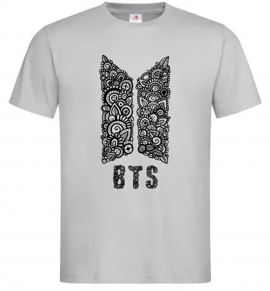 Мужская футболка BTS візерунок Серый фото