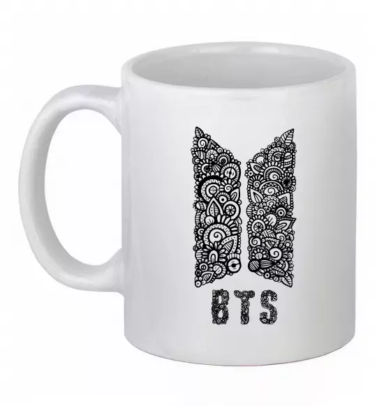 Чашка керамічна BTS візерунок Білий фото
