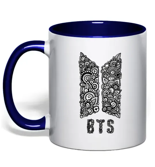 Чашка с цветной ручкой BTS візерунок Глубокий темно-синий фото