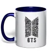 Чашка с цветной ручкой BTS візерунок Глубокий темно-синий фото