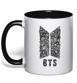 Чашка с цветной ручкой BTS візерунок