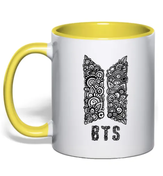 Чашка с цветной ручкой BTS візерунок Лимонный фото