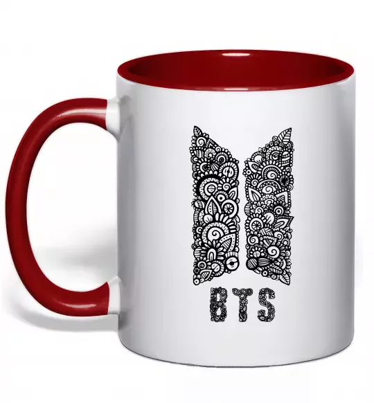 Чашка с цветной ручкой BTS візерунок Красный фото