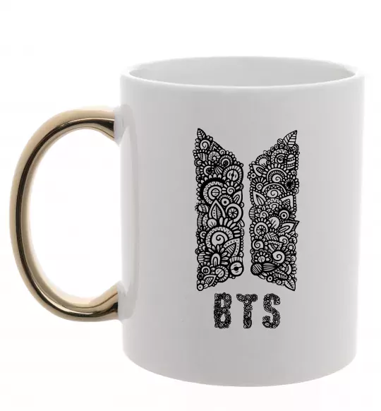 Чашка с цветной ручкой BTS візерунок Золото фото