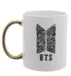 Чашка с цветной ручкой BTS візерунок Золото фото