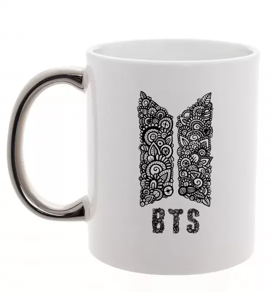 Чашка с цветной ручкой BTS візерунок Серебро фото