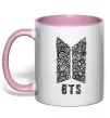 Чашка с цветной ручкой BTS візерунок Нежно розовый фото