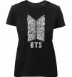 Женская премиум футболка BTS візерунок Черный фото