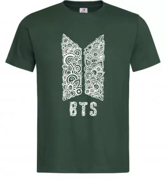 Мужская футболка BTS візерунок Темно-зеленый фото