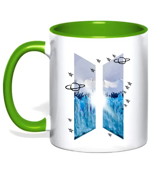 Чашка з кольоровою ручкою BTS малюнок Лаймовий фото