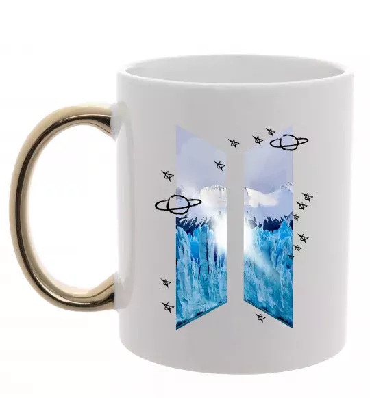 Чашка с цветной ручкой BTS малюнок Золото фото