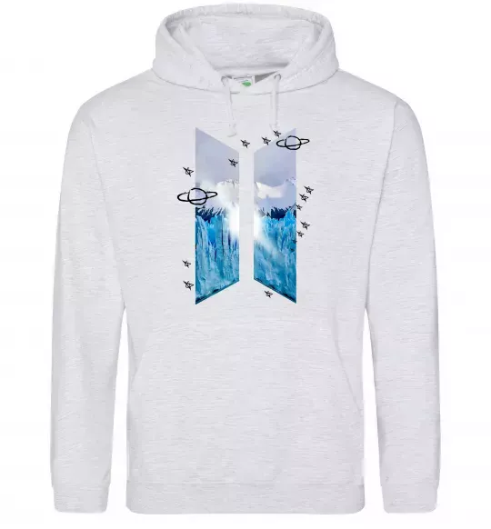 Женская толстовка (худи) BTS малюнок Серый меланж фото