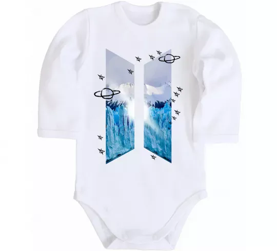 Дитячий бодік BTS малюнок Білий фото