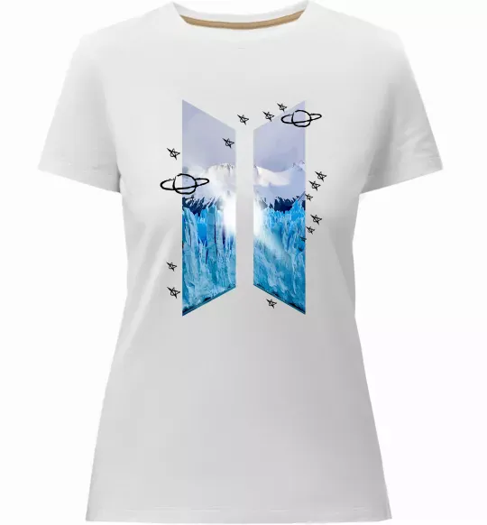 Женская премиум футболка BTS малюнок Белый фото