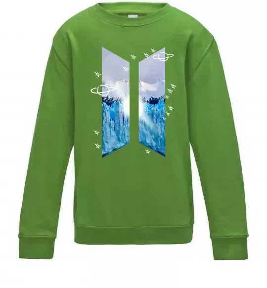 Дитячий світшот BTS малюнок Лаймовий фото