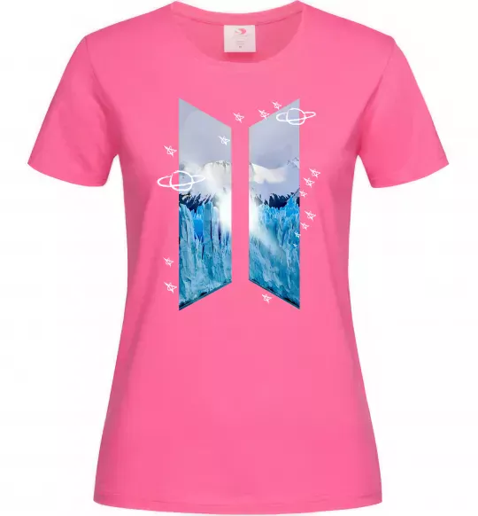 Жіноча футболка BTS малюнок Яскраво-рожевий фото