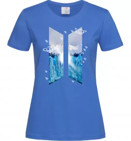 Жіноча футболка BTS малюнок Яскраво-синій фото