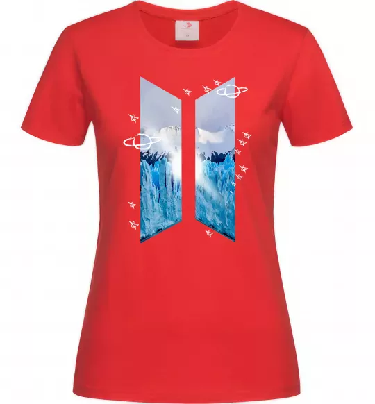 Жіноча футболка BTS малюнок Червоний фото