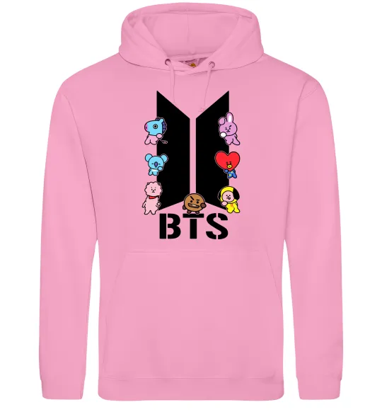 Чоловіча толстовка (худі) BTS logo з намальованими тваринками Рожевий фото