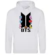 Мужская толстовка (худи) BTS logo з намальованими тваринками Серый меланж фото