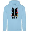 Чоловіча толстовка (худі) BTS logo з намальованими тваринками Блакитний фото