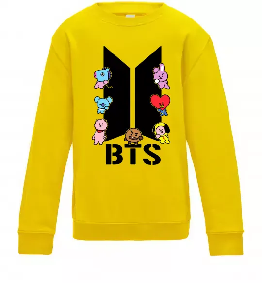 Детский Свитшот BTS logo з намальованими тваринками Солнечно желтый фото