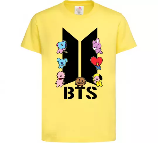 Детская футболка BTS logo з намальованими тваринками Лимонный фото