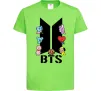 Детская футболка BTS logo з намальованими тваринками Лаймовый фото