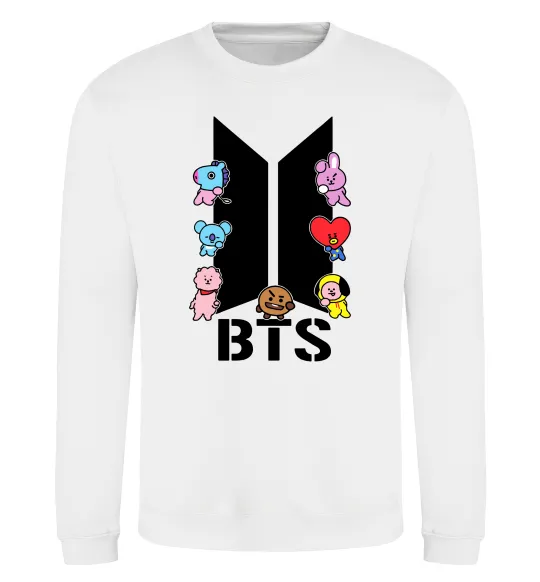 Світшот BTS logo з намальованими тваринками Білий фото