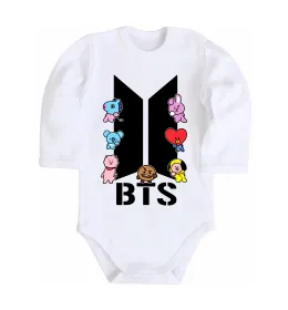 Детский боди BTS logo з намальованими тваринками Белый фото