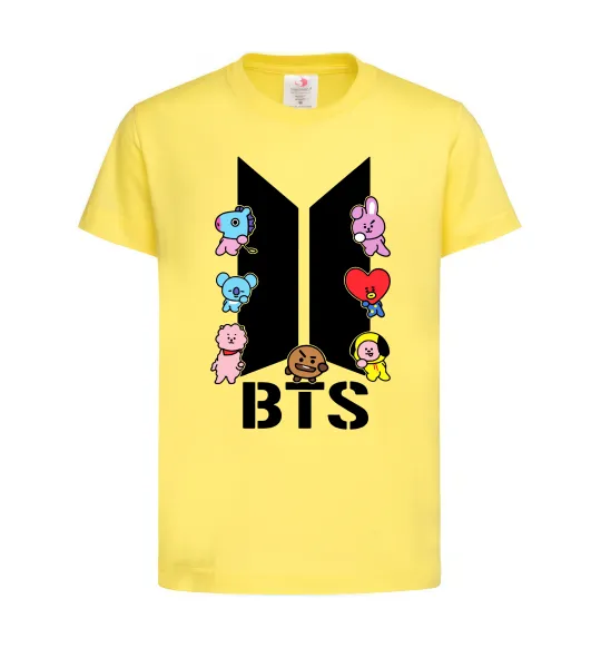 Детская футболка BTS logo з намальованими тваринками Лимонный фото