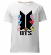 Мужская премиум футболка BTS logo з намальованими тваринками Белый фото