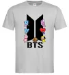 Мужская футболка BTS logo з намальованими тваринками Серый фото