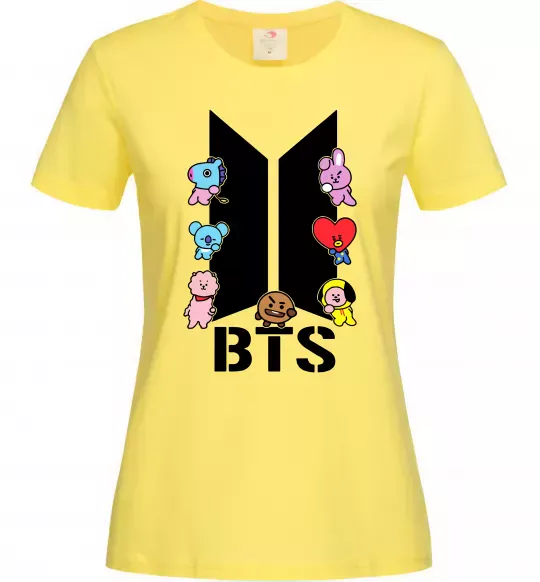 Женская футболка BTS logo з намальованими тваринками Лимонный фото
