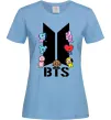 Женская футболка BTS logo з намальованими тваринками Голубой фото