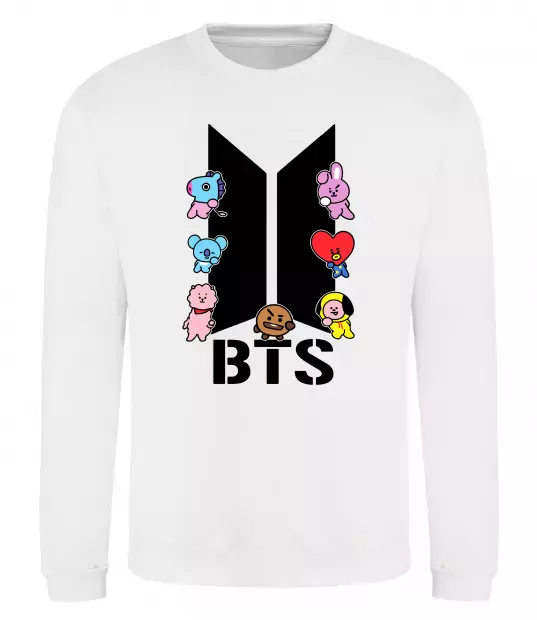 Свитшот BTS logo з намальованими тваринками Белый фото