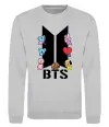 Свитшот BTS logo з намальованими тваринками Серый меланж фото