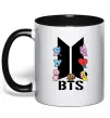 Чашка с цветной ручкой BTS logo з намальованими тваринками Черный фото