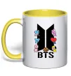 Чашка з кольоровою ручкою BTS logo з намальованими тваринками Лимонний фото