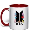 Чашка с цветной ручкой BTS logo з намальованими тваринками Красный фото