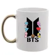 Чашка с цветной ручкой BTS logo з намальованими тваринками Золото фото
