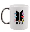 Чашка с цветной ручкой BTS logo з намальованими тваринками Серебро фото