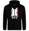 Женская толстовка (худи) BTS logo з намальованими тваринками Черный фото