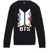 Детский Свитшот BTS logo з намальованими тваринками Черный фото