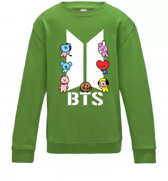 Детский Свитшот BTS logo з намальованими тваринками Лаймовый фото