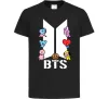 Детская футболка BTS logo з намальованими тваринками Черный фото
